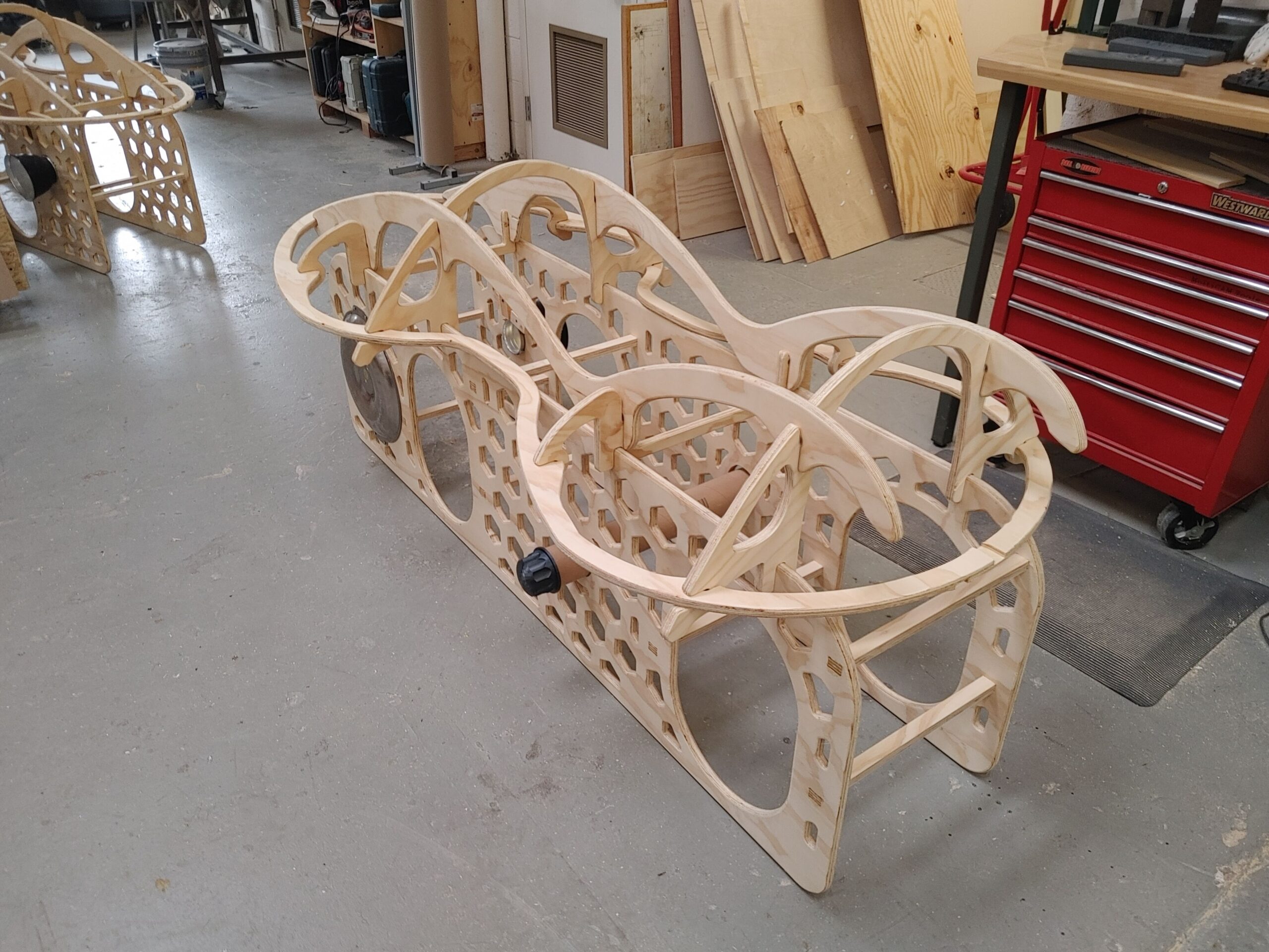 Image of a mostly assembled chassis piece.